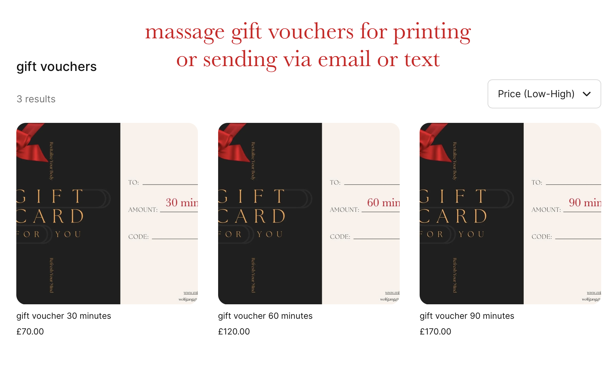 Gift vouchers for sports massage available on Square